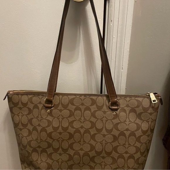 Coach Tan and Brown Signature Tote - Picture 5 of 6